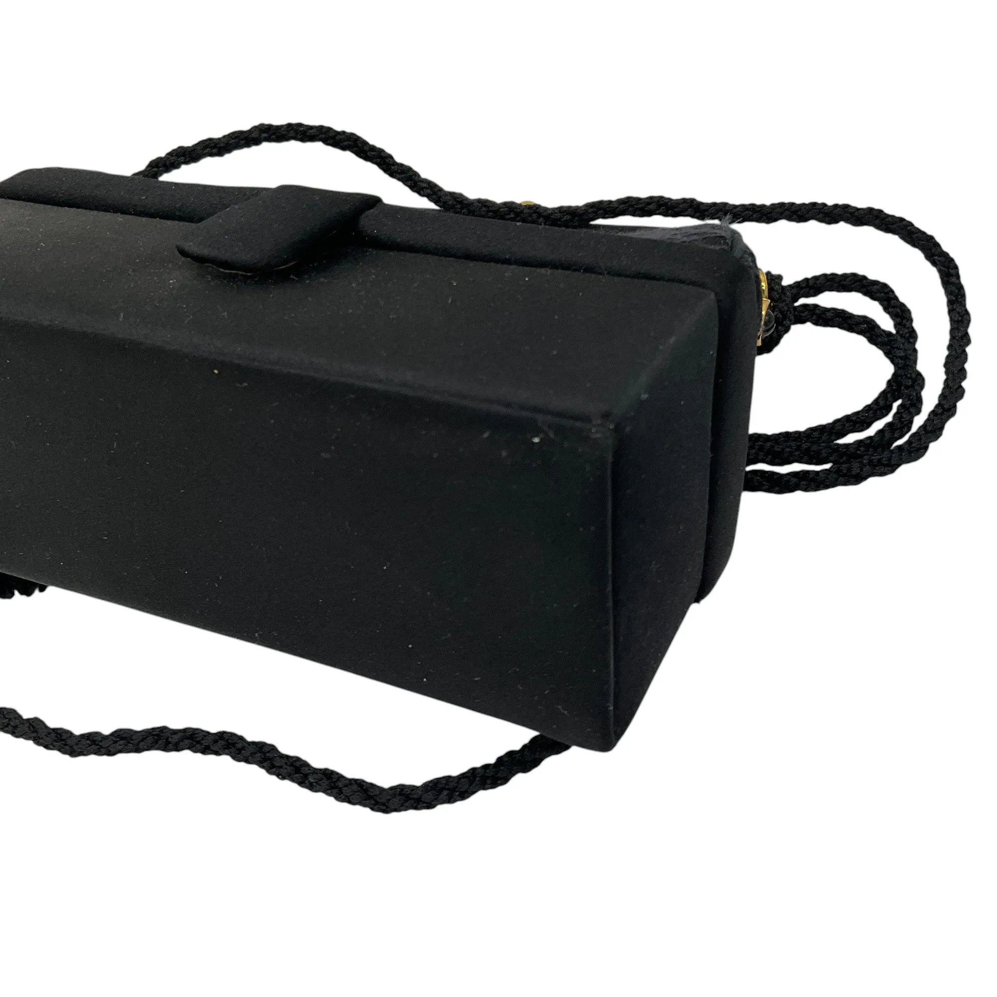 Judith Leiber Vintage Black Satin Mini Box Evening Bag