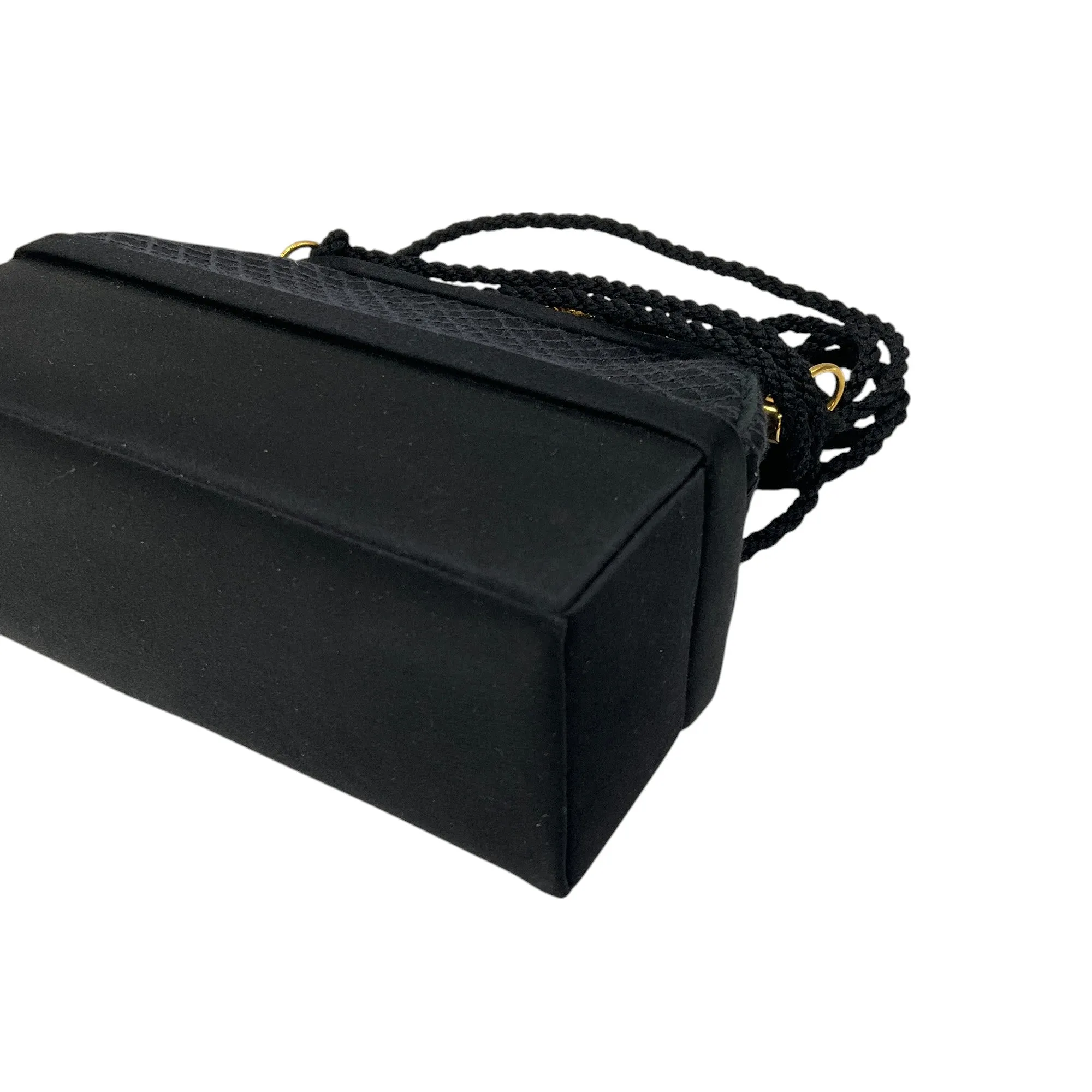 Judith Leiber Vintage Black Satin Mini Box Evening Bag