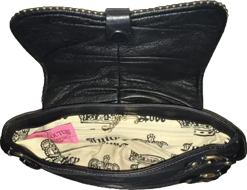 Juicy Couture Black Leather Charm Clutch Bag