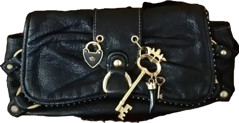 Juicy Couture Black Leather Charm Clutch Bag