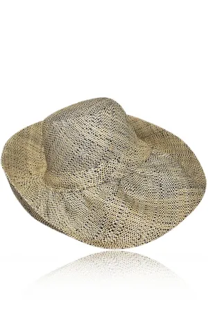 Kenzie Beige Gray Handmade Wide Madagascar Hat