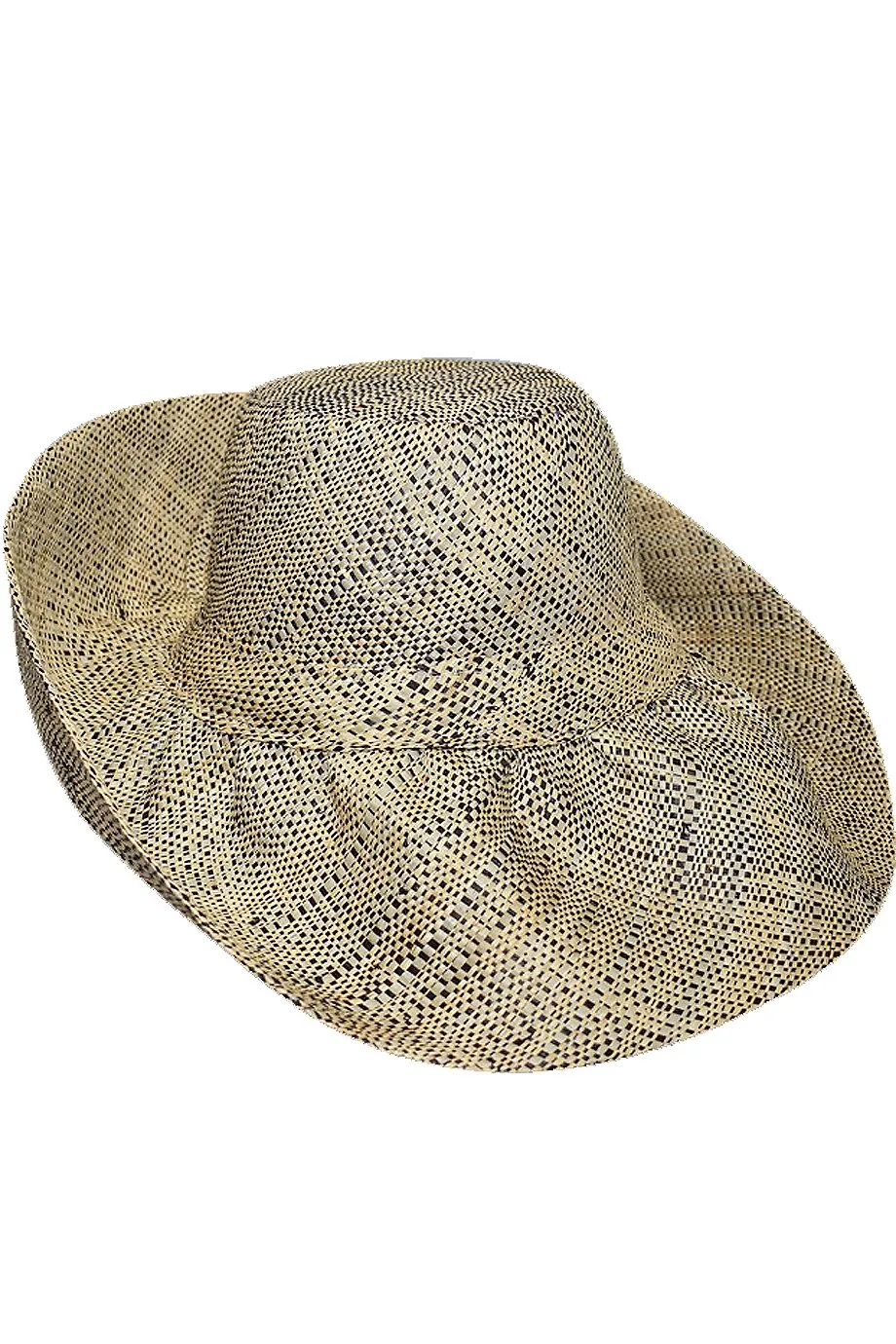 Kenzie Beige Gray Handmade Wide Madagascar Hat