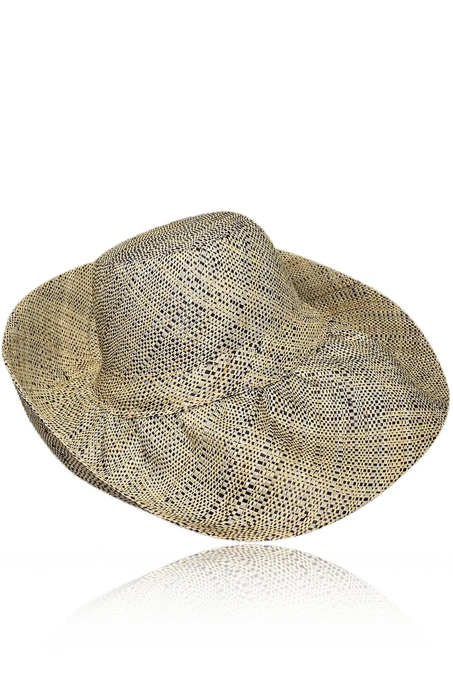 Kenzie Beige Gray Handmade Wide Madagascar Hat