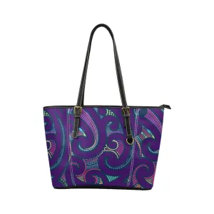 Kikelo African Print Leather Tote Bag- Purple