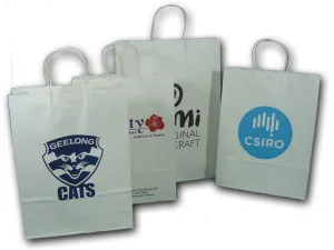 Kraft Paper white bags with paper twist handles - Printed