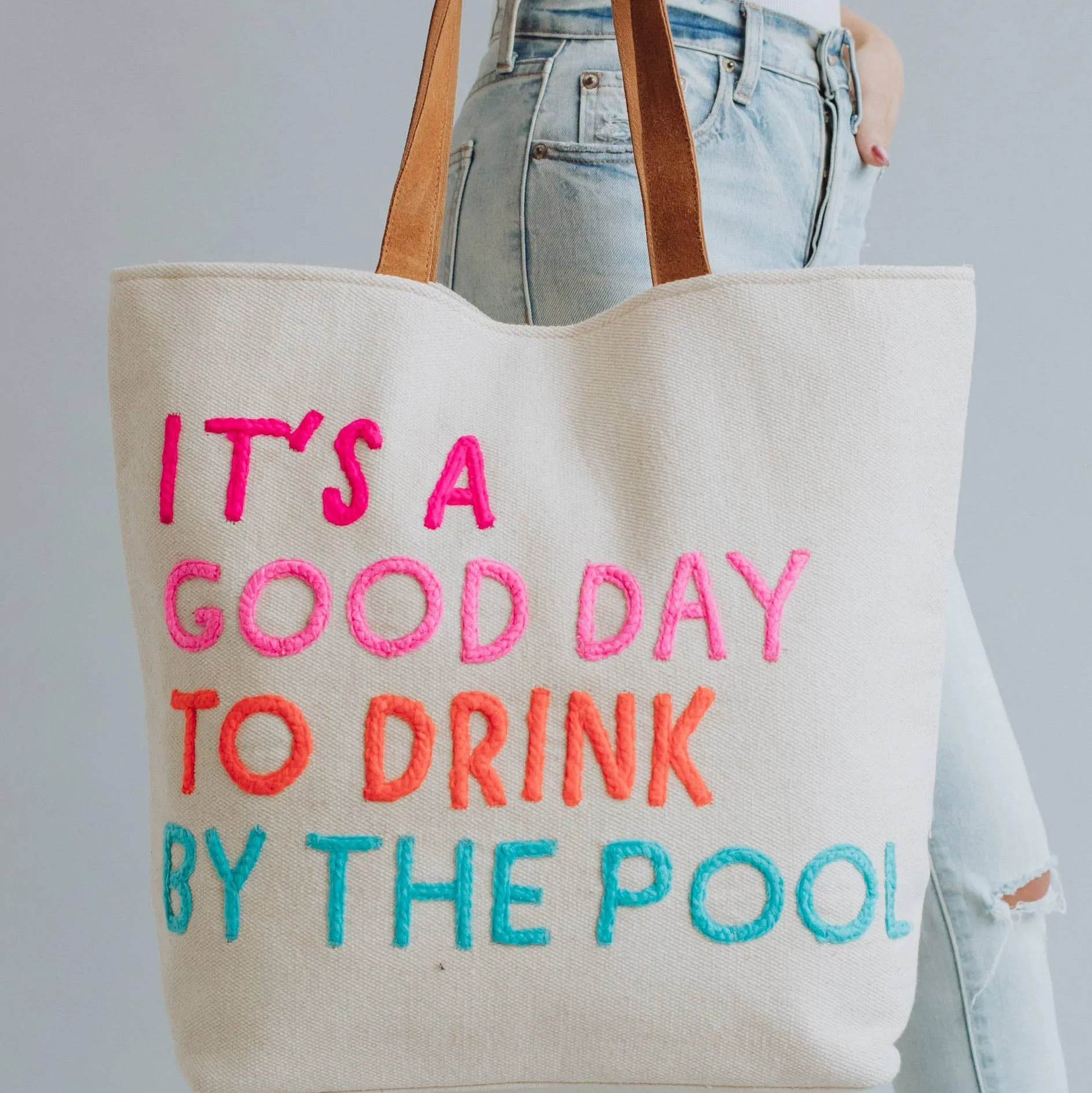 Large Cream Drink By The Pool Tote
