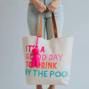 Large Cream Drink By The Pool Tote