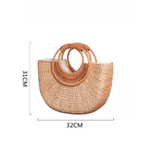 Large Straw Summer Beach Tote Bag