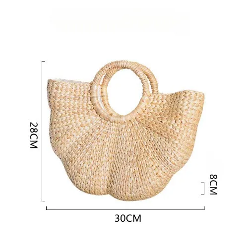 Large Straw Summer Beach Tote Bag