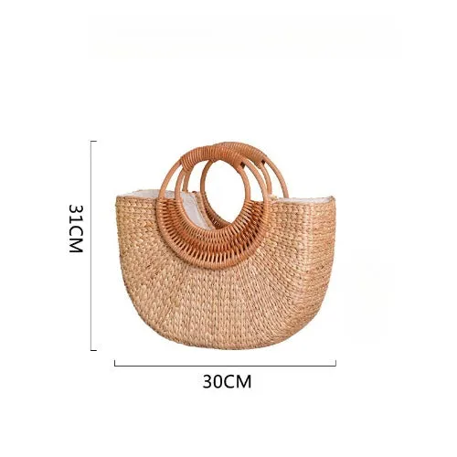 Large Straw Summer Beach Tote Bag