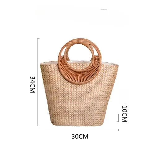 Large Straw Summer Beach Tote Bag