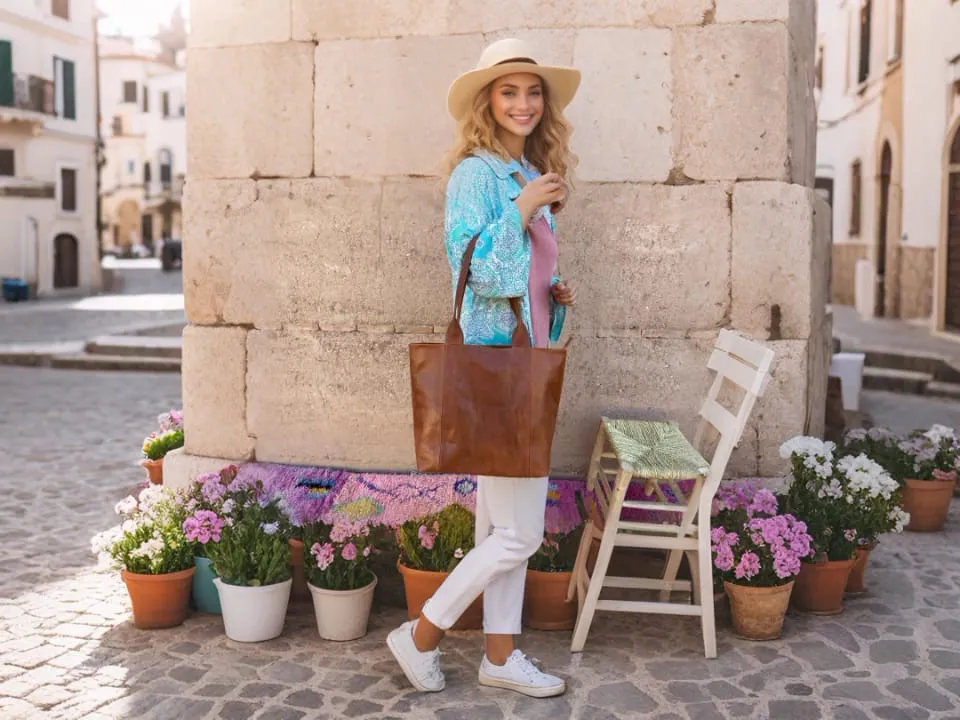 Leather Bags for Women, tote bag with zipper, Leather Bag