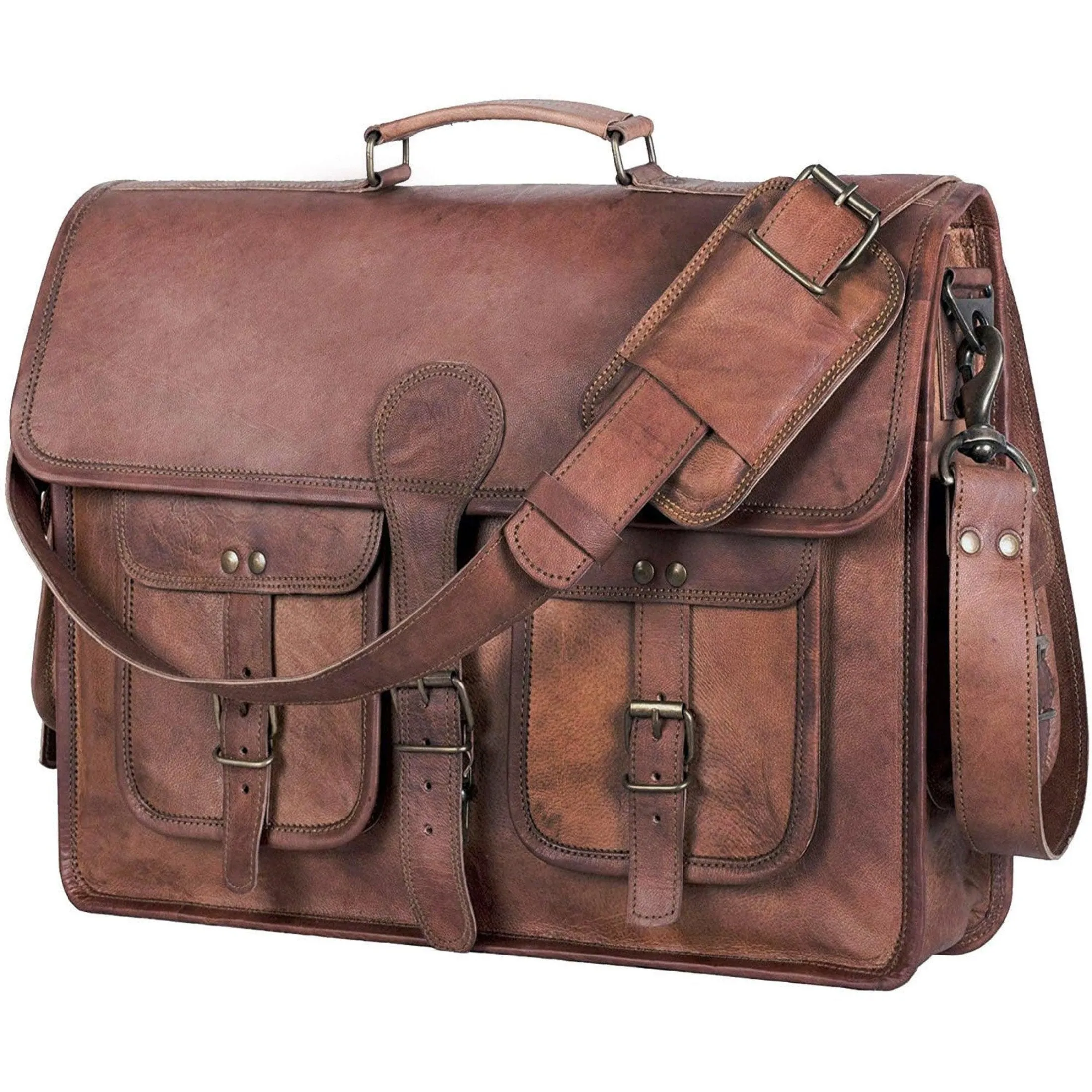 Leather Briefcase Laptop bag 18 inch Handmade Messenger Bags Best Satchel