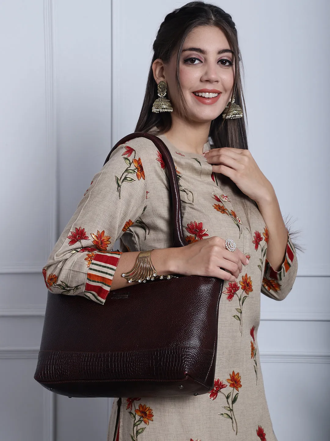 Leather Brown Office Bags for women LHB1042