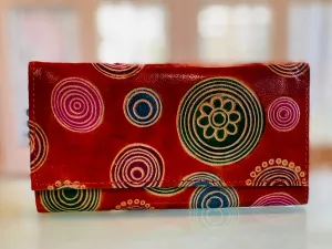 LEATHER WALLET ORANGE TINTED BACKGROUND WITH PINK CIRCLES
