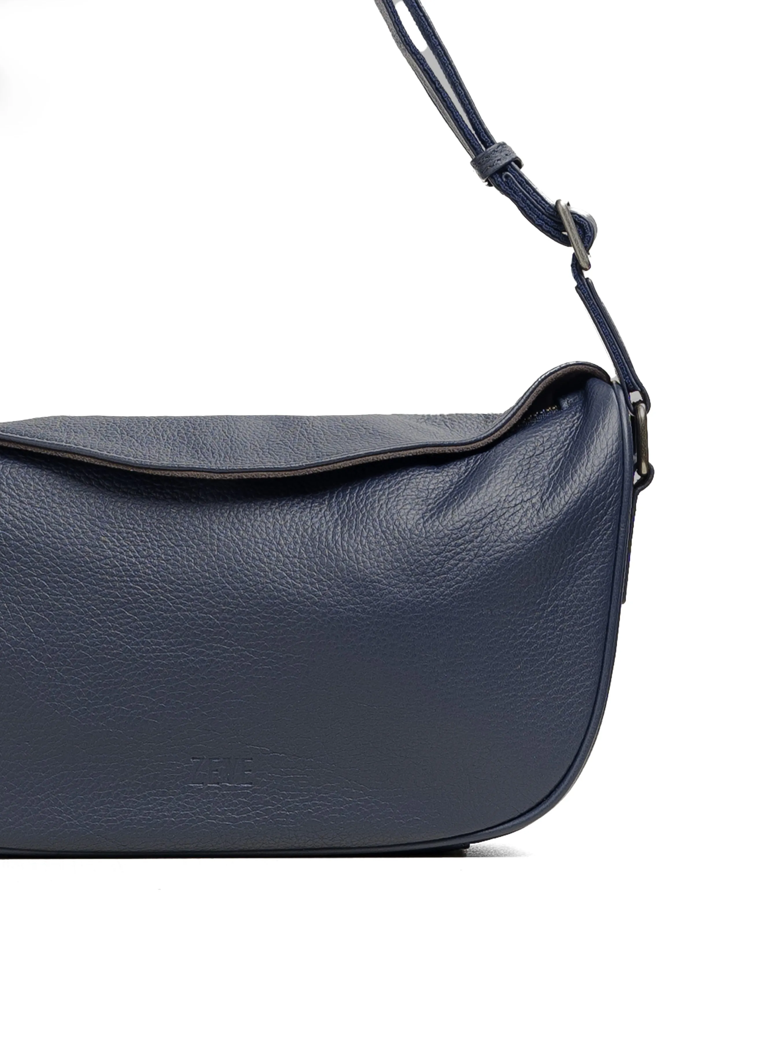 Leone Crossbody Bag - Navy Blue Pebble Grain Leather