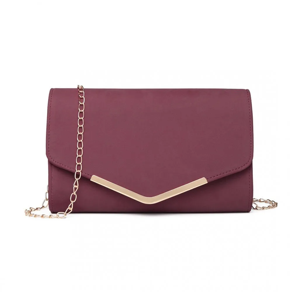 Lh1756 - Miss Lulu Leather Look Envelope Clutch Bag - Red