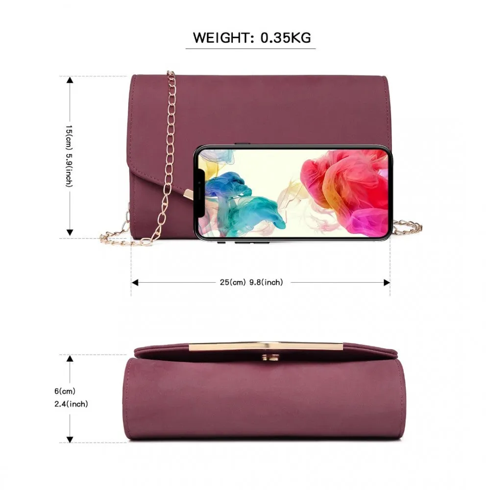 Lh1756 - Miss Lulu Leather Look Envelope Clutch Bag - Red
