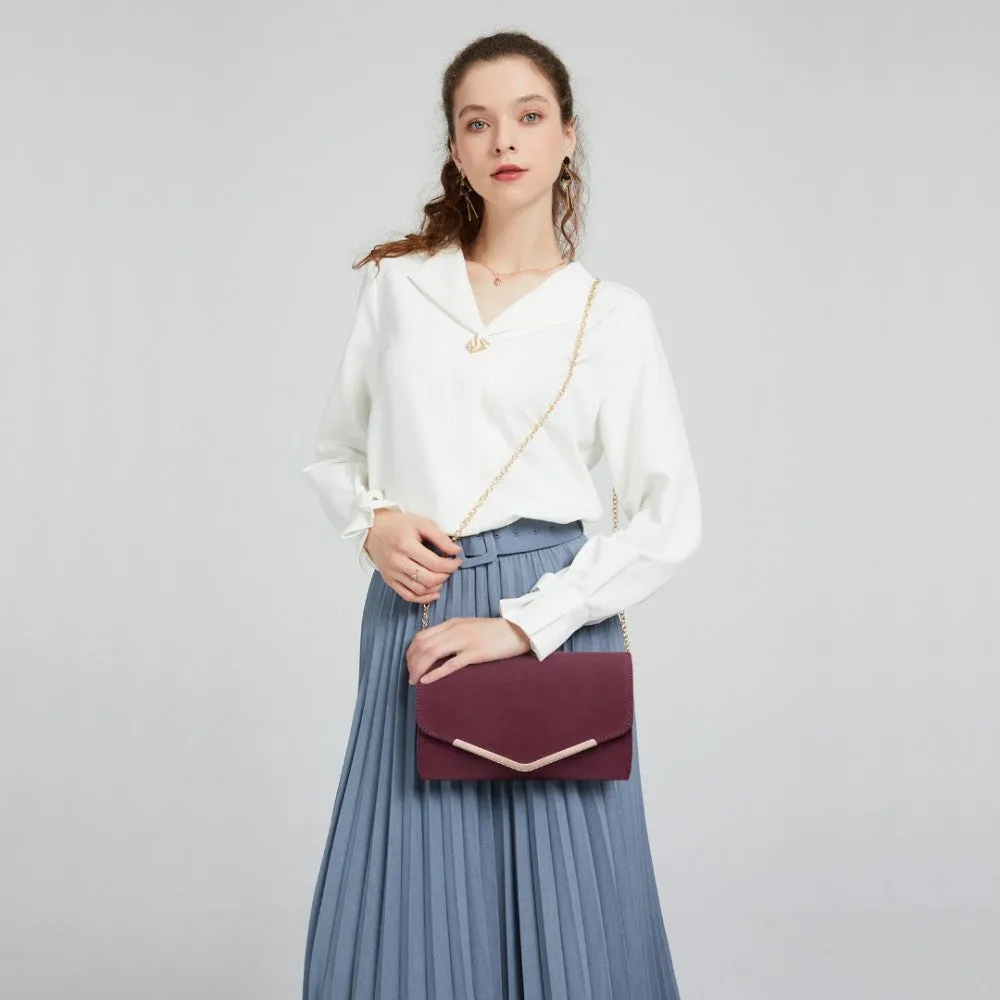 Lh1756 - Miss Lulu Leather Look Envelope Clutch Bag - Red