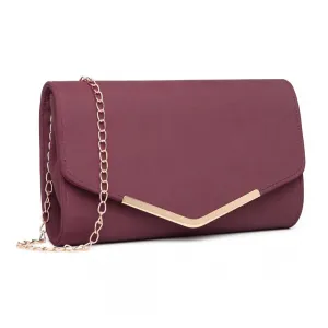 Lh1756 - Miss Lulu Leather Look Envelope Clutch Bag - Red