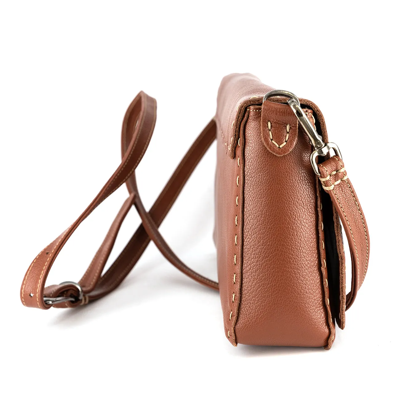 Liana : Ladies Leather Crossbody Handbag in Suede Cayak