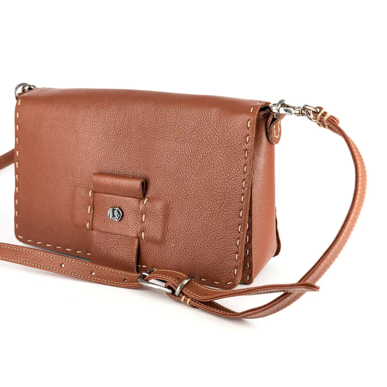 Liana : Ladies Leather Crossbody Handbag in Suede Cayak
