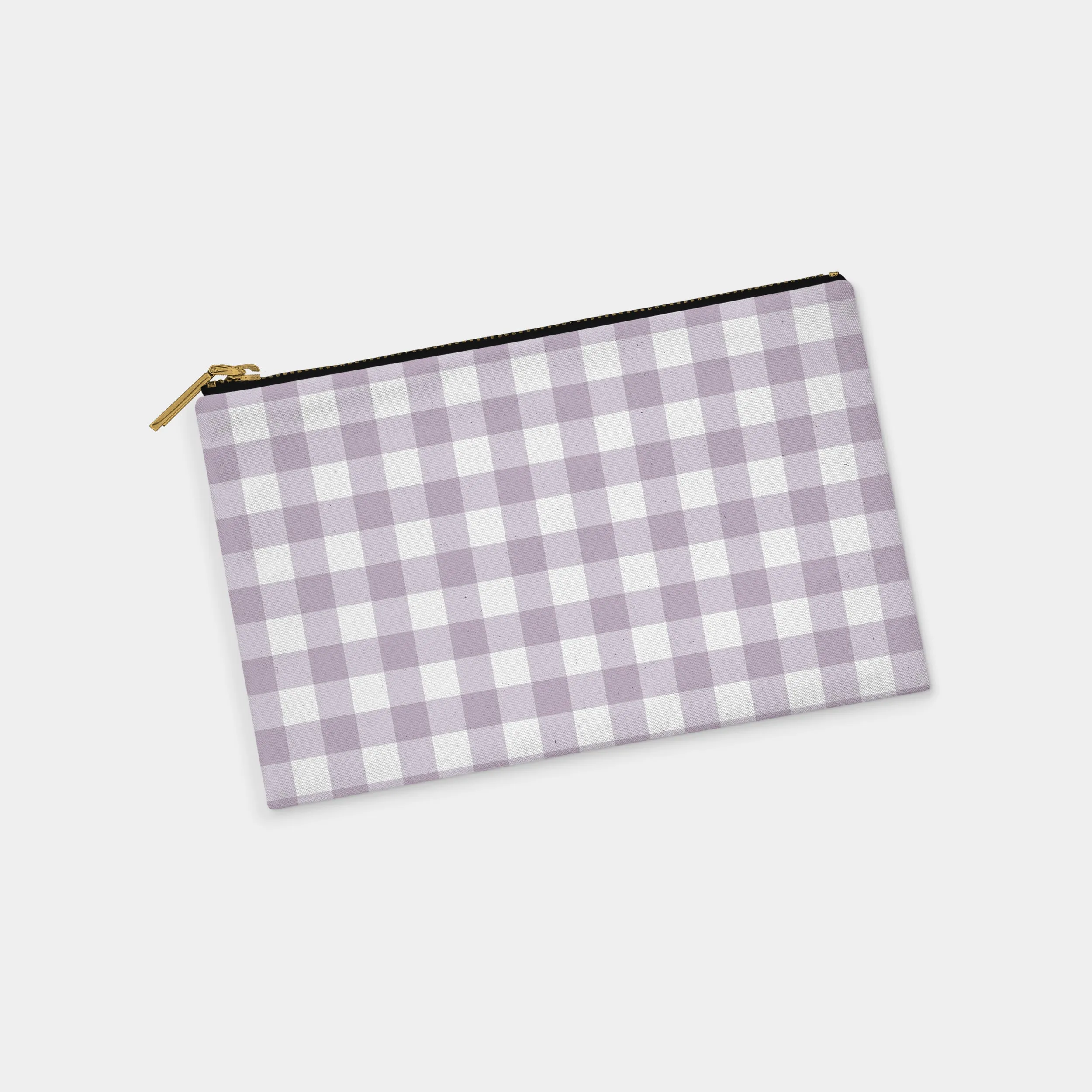 Lilac Gingham Personalized Zipper Pouch