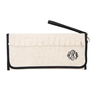 Linen Trifold Clutch -- Black