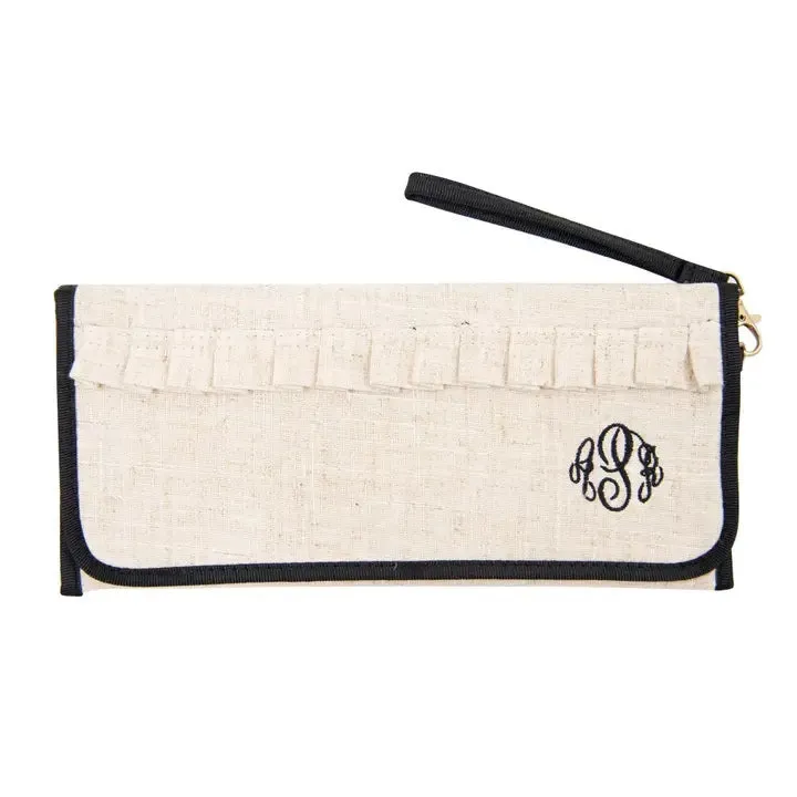 Linen Trifold Clutch -- Black