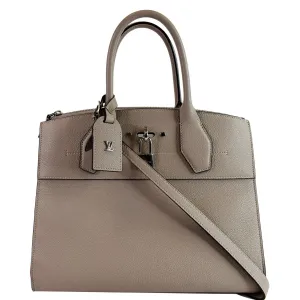 LOUIS VUITTON City Steamer MM Leather Shoulder Bag Grey