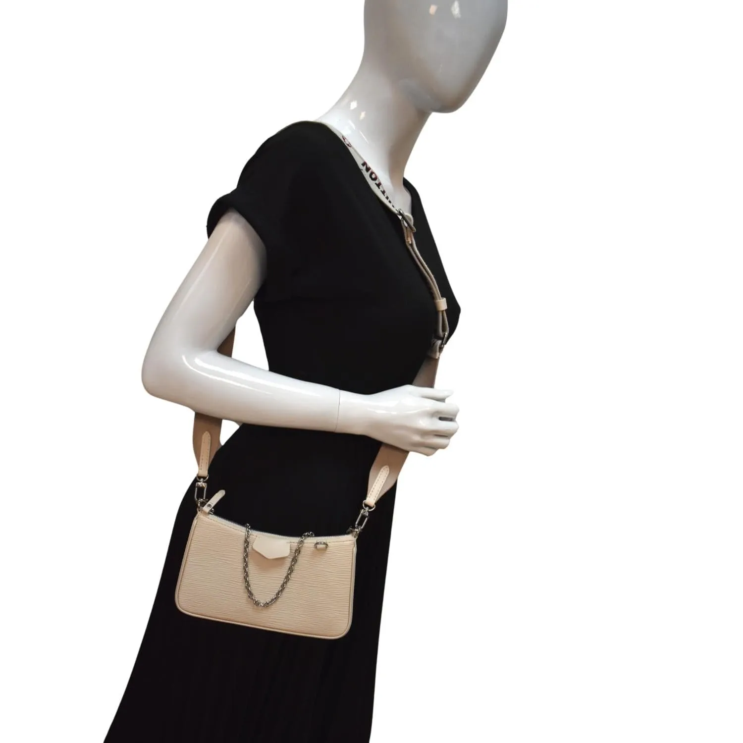 LOUIS VUITTON Easy Pouch On Strap Epi Leather Shoulder Bag Cream