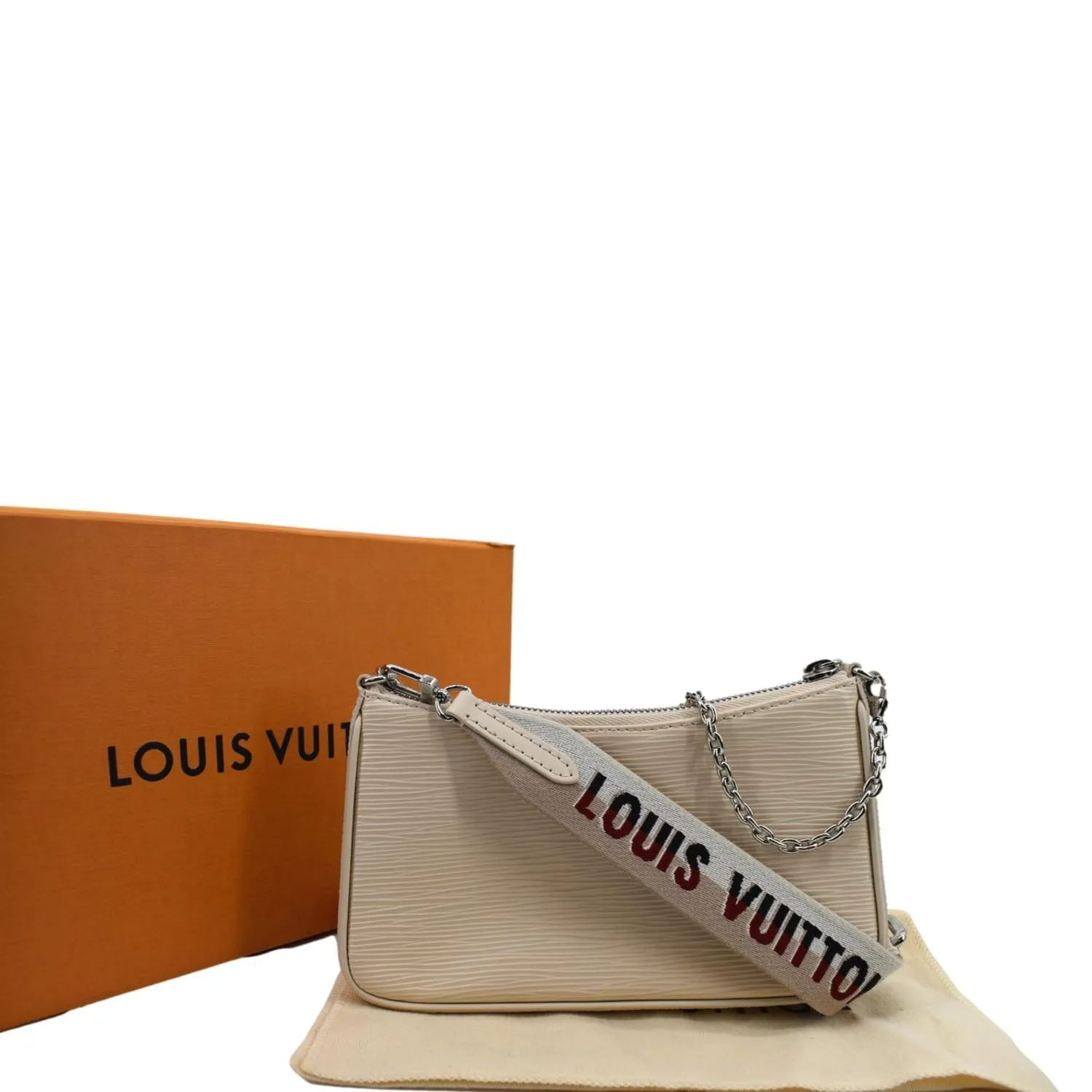 LOUIS VUITTON Easy Pouch On Strap Epi Leather Shoulder Bag Cream