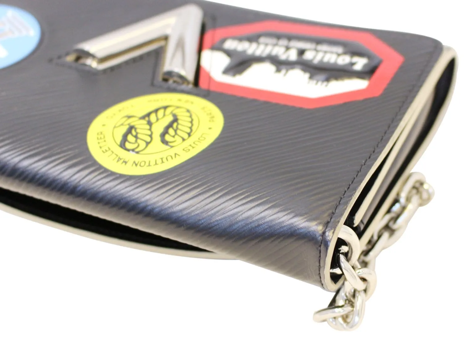 LOUIS VUITTON Epi World Tour Twist Chain Wallet Noir Black Crossbody - Last Call