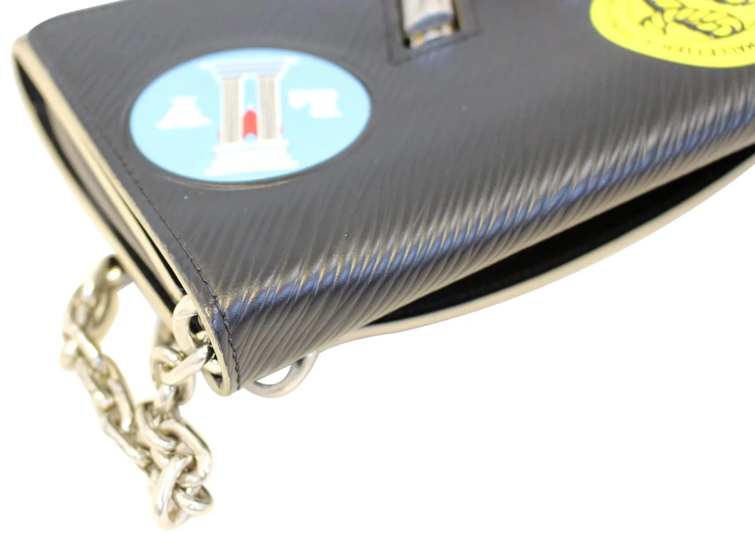 LOUIS VUITTON Epi World Tour Twist Chain Wallet Noir Black Crossbody - Last Call