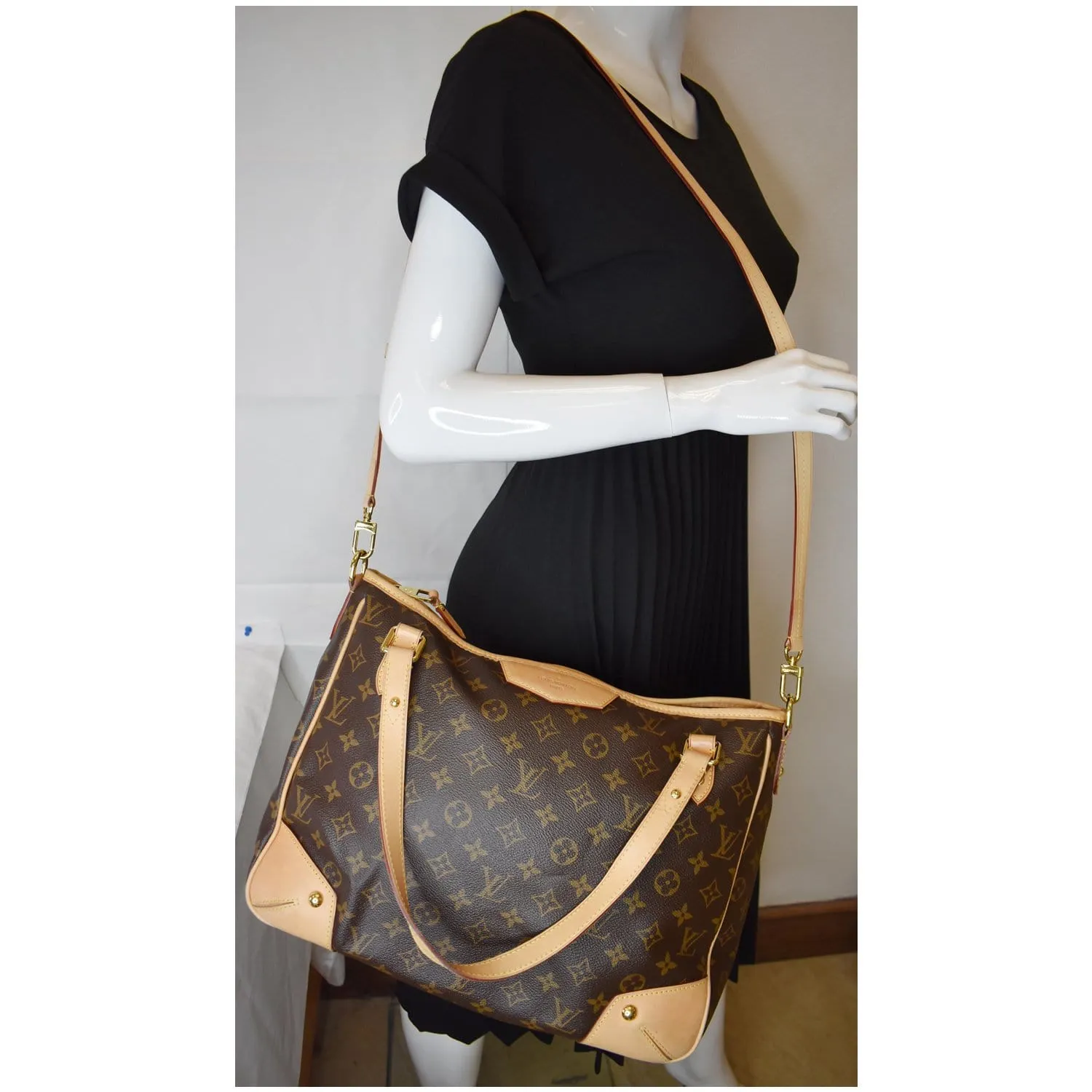 LOUIS VUITTON Estrela MM Monogram Canvas Shoulder Bag Brown