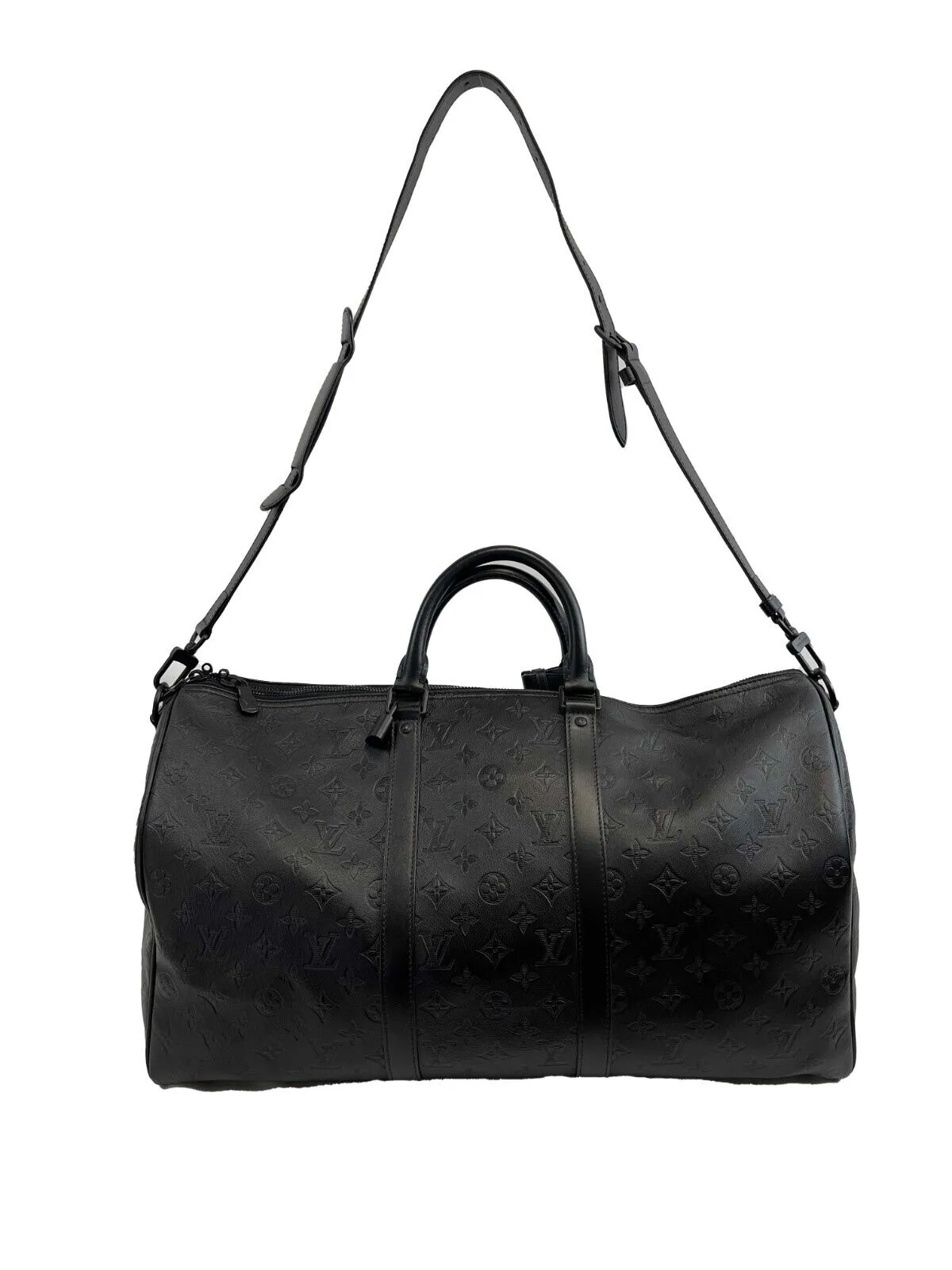 Louis Vuitton - Excellent - Keepall Bandoulière 50 - Black Duffle w/ Strap