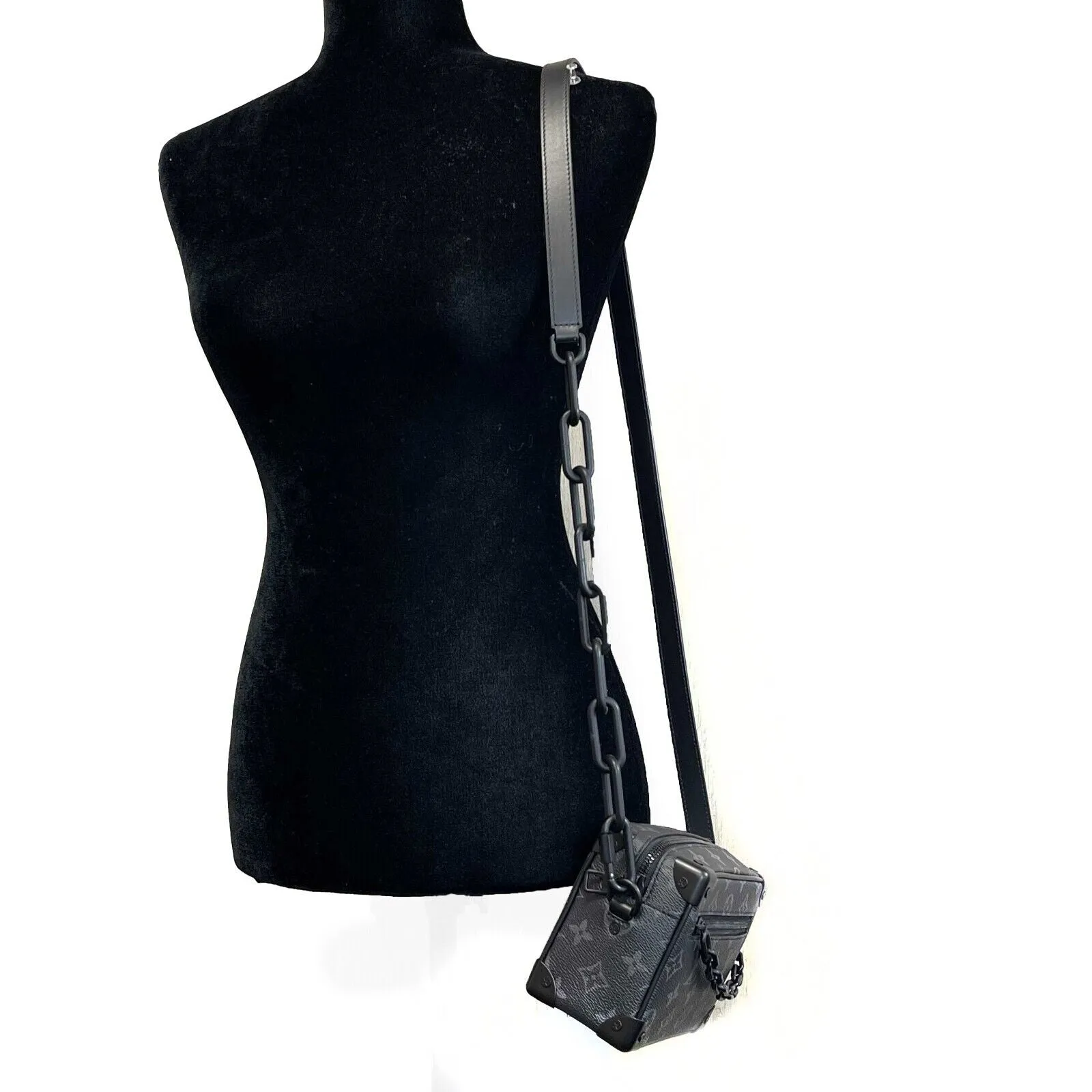 Louis Vuitton Excellent Mini Soft Trunk Monogram Eclipse Black Handbag