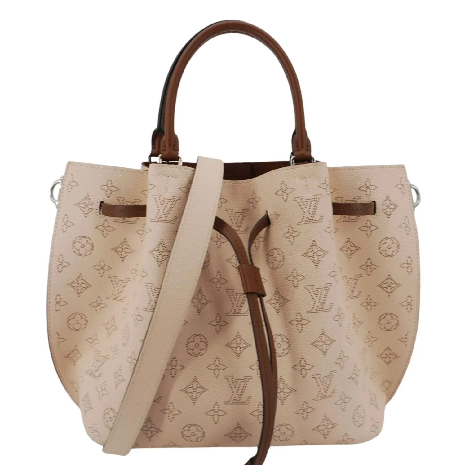 LOUIS VUITTON Girolata Monogram Mahina Leather Shoulder Bag Peach