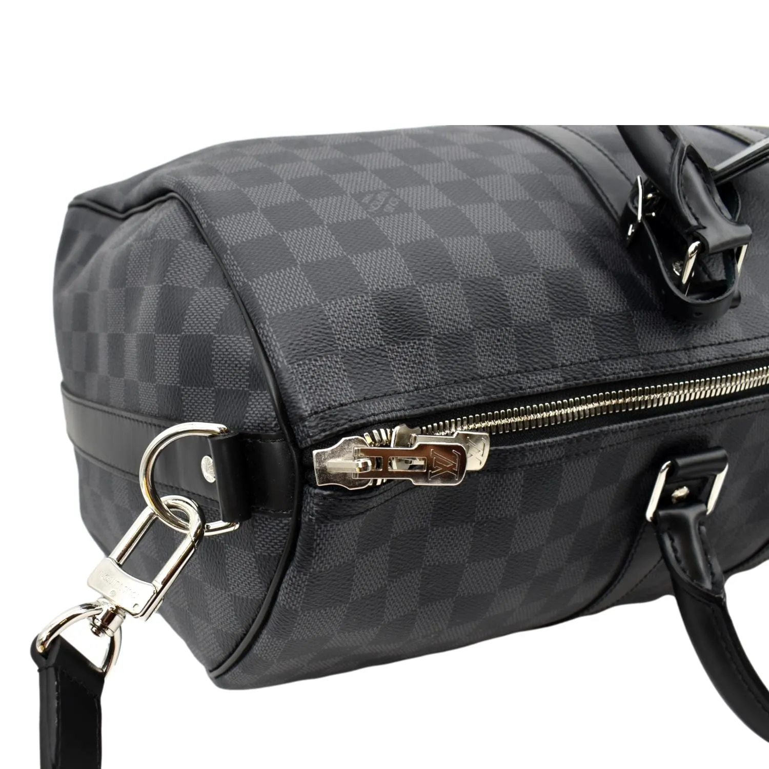 LOUIS VUITTON Keepall 45 Bandouliere Damier Graphite Travel Bag Black