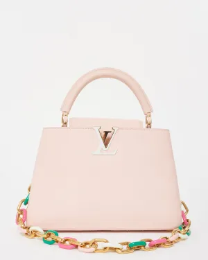 Louis Vuitton Light Pink Grained Leather Capucines BB Bag