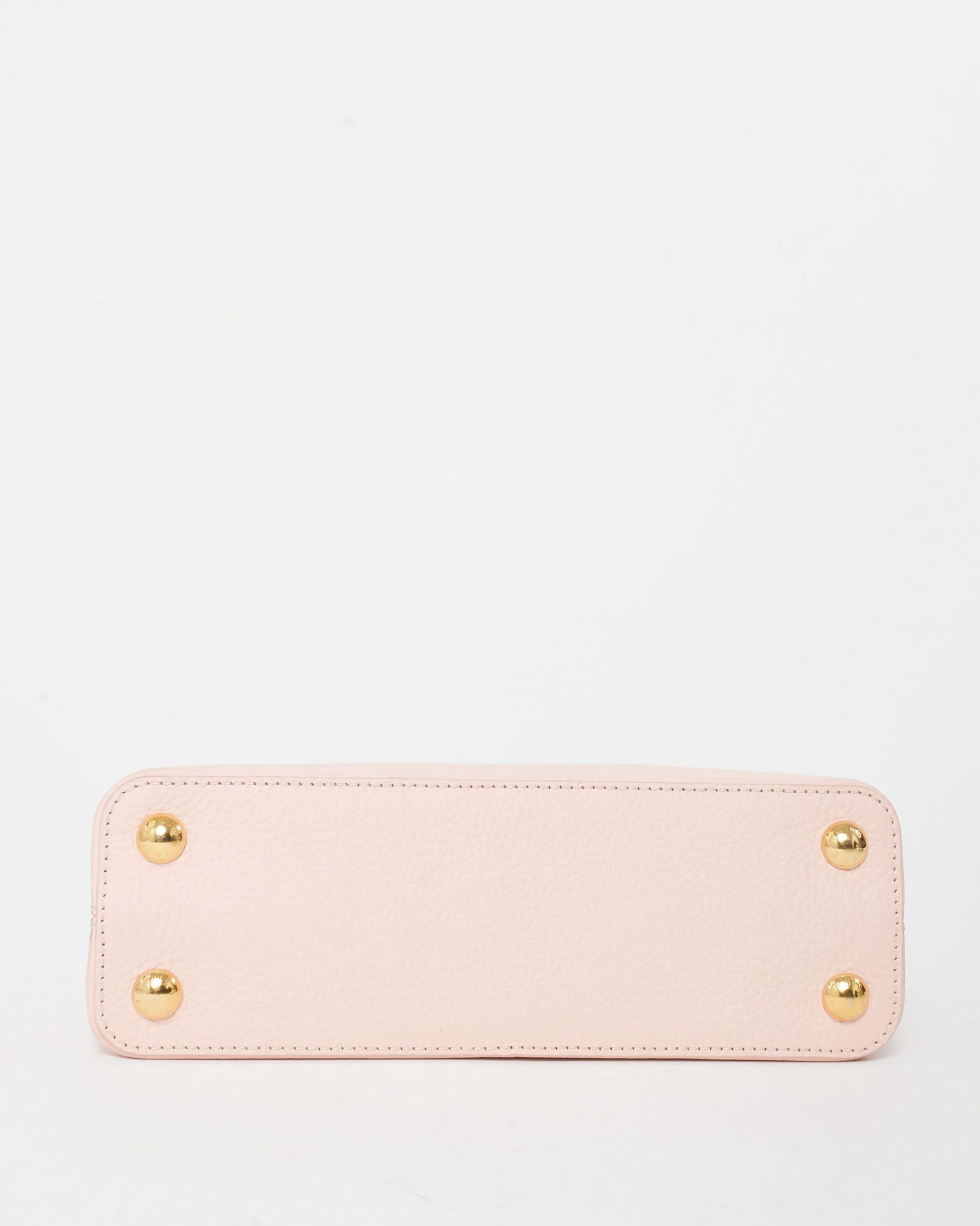 Louis Vuitton Light Pink Grained Leather Capucines BB Bag