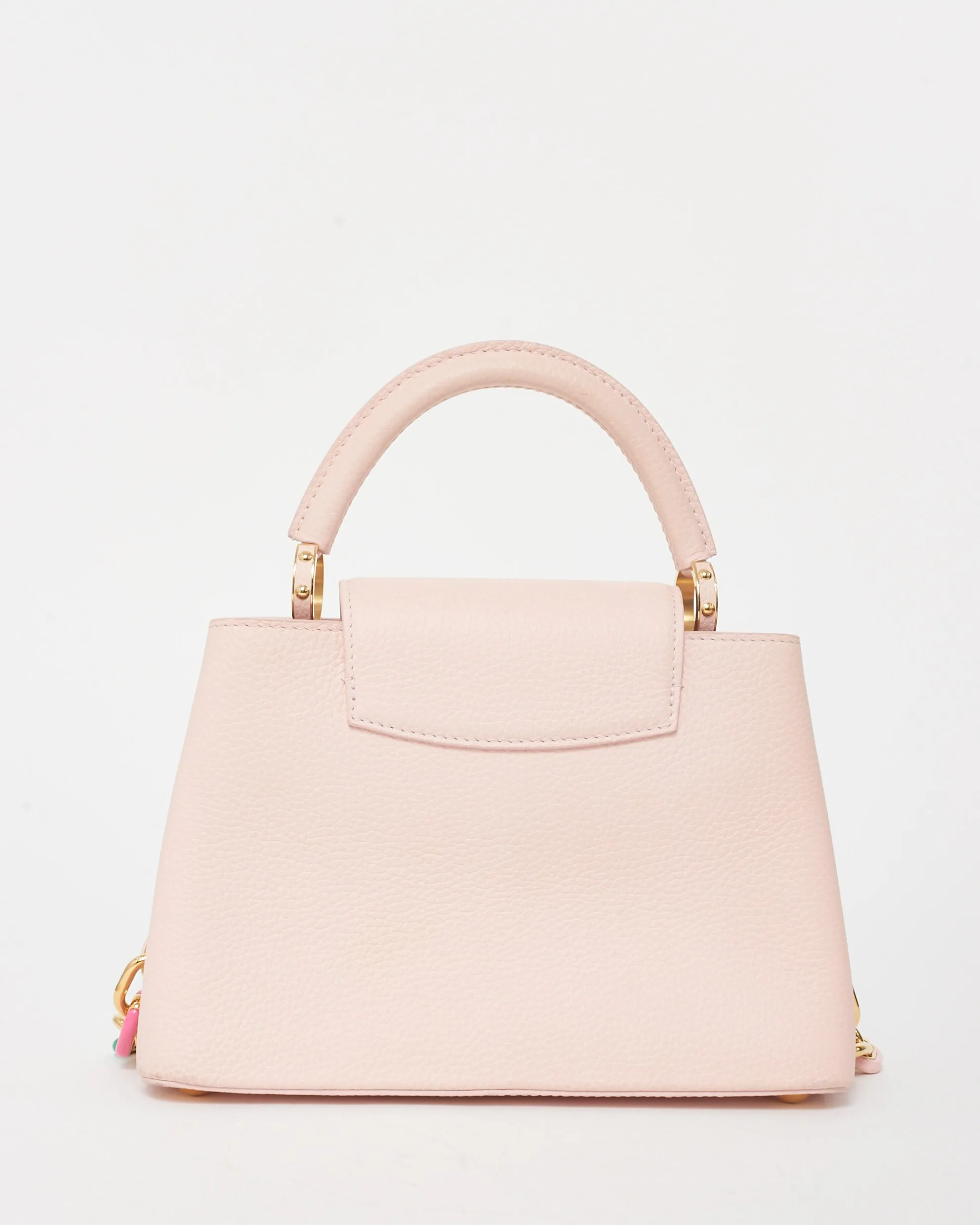Louis Vuitton Light Pink Grained Leather Capucines BB Bag