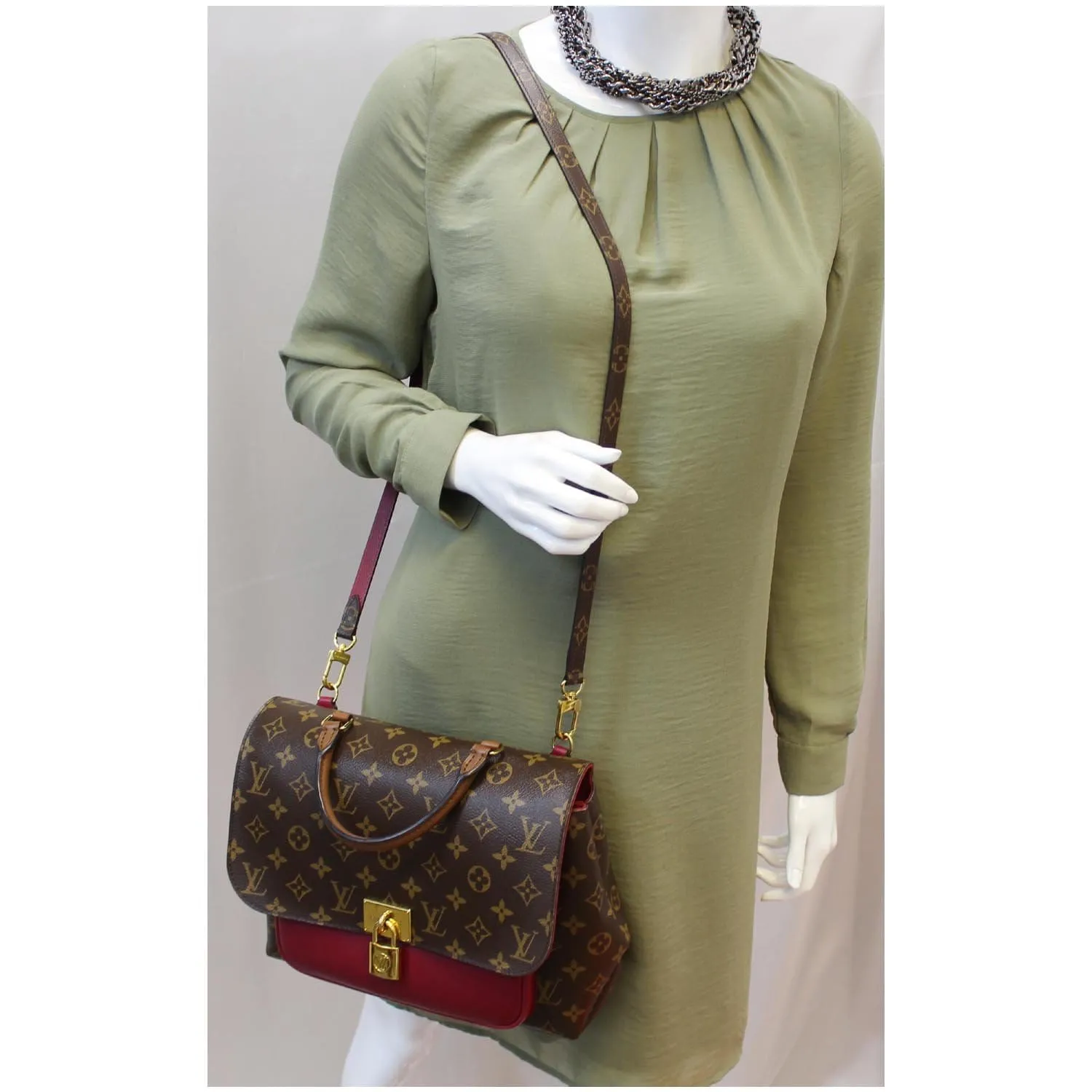 LOUIS VUITTON Marignan Monogram Canvas Messenger Shoulder Bag Lie De Vin