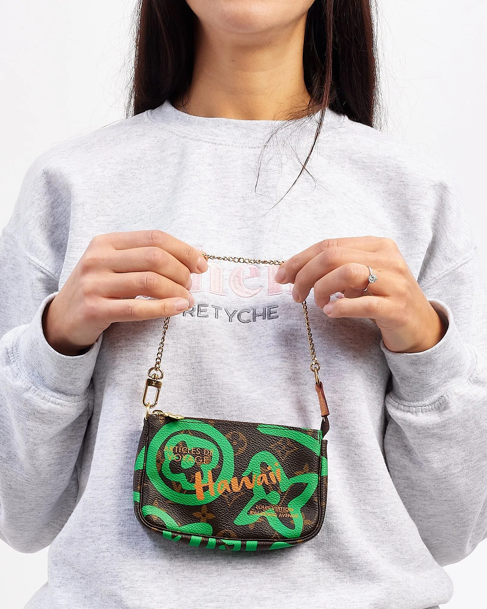 Louis Vuitton Monogram & Green Canvas Tahitienne Hawaii Mini Pochette Accessoires