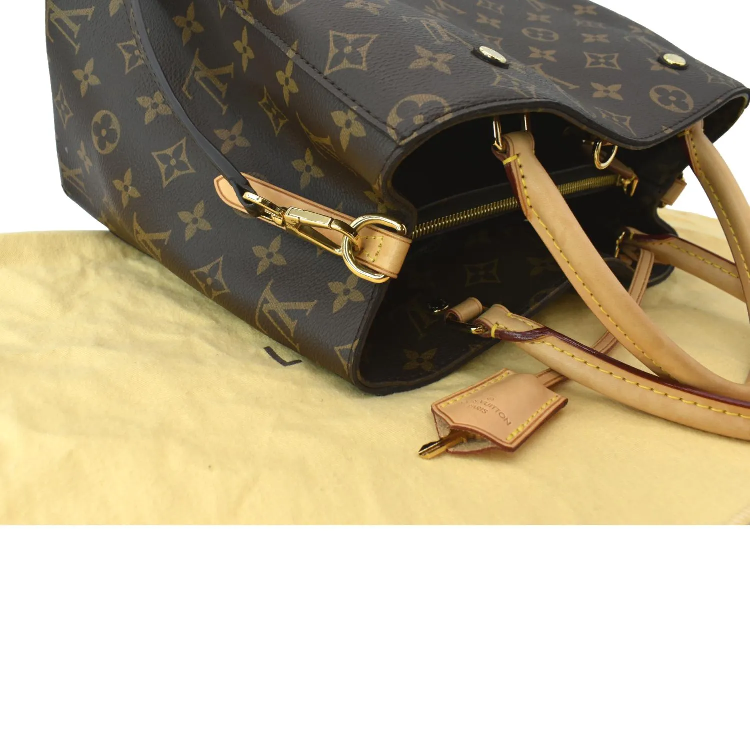 LOUIS VUITTON Montaigne MM Monogram Canvas Shoulder Bag Brown