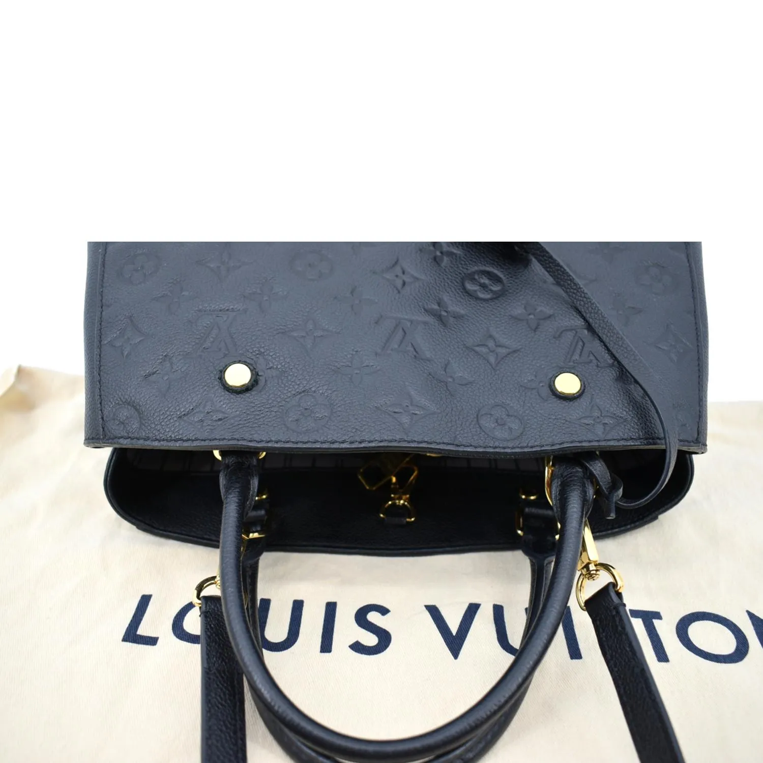 LOUIS VUITTON Montaigne MM Monogram Empreinte Shoulder Bag Black