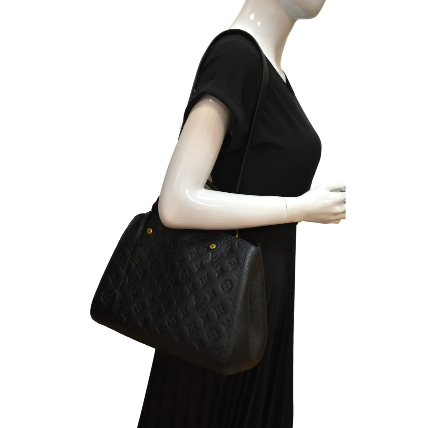 LOUIS VUITTON Montaigne MM Monogram Empreinte Shoulder Bag Black