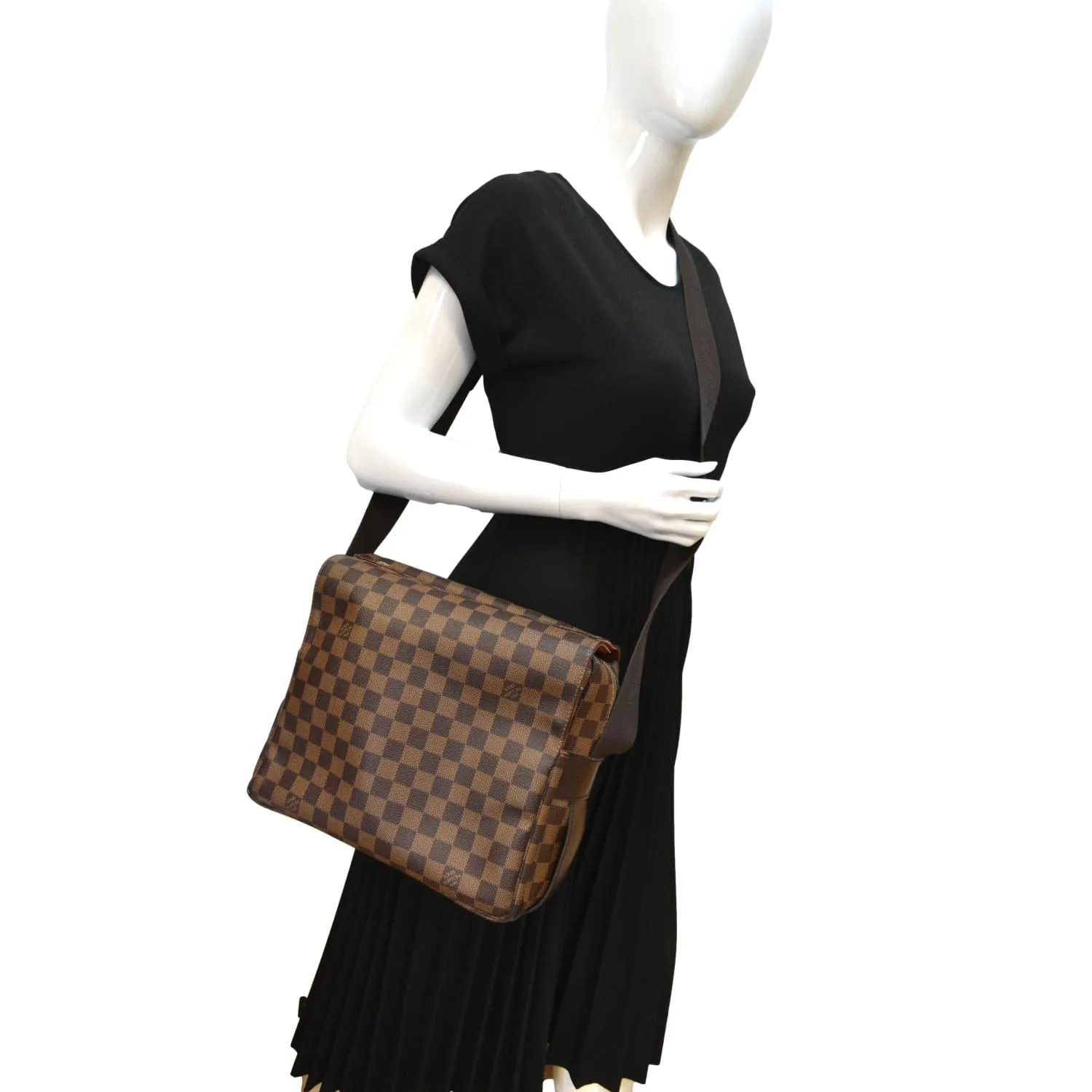 LOUIS VUITTON Naviglio Damier Ebene Messenger Bag Brown