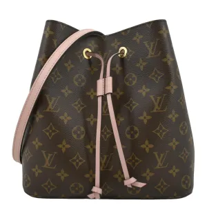 LOUIS VUITTON Neonoe Monogram Canvas Shoulder Bag Rose Ballerine