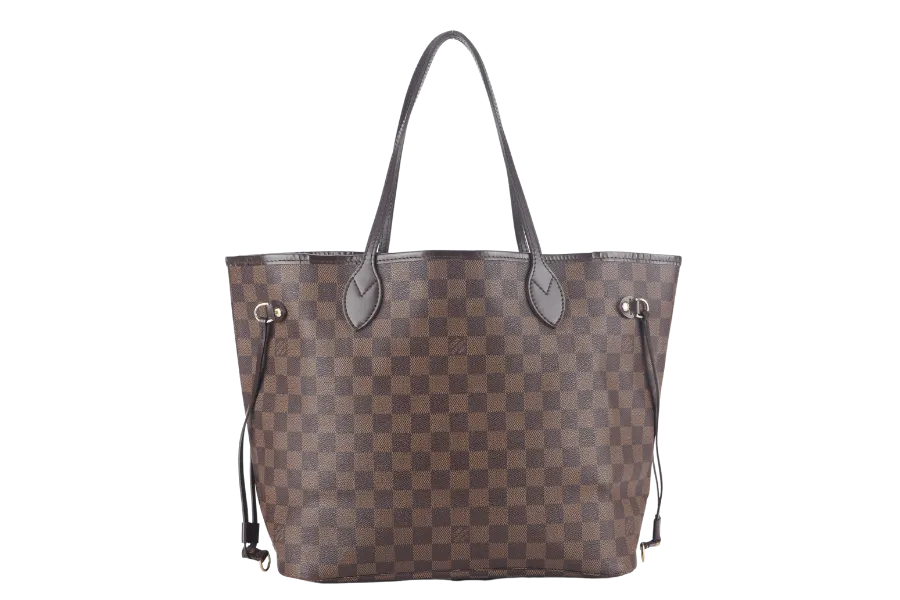 LOUIS VUITTON NEVERFULL MM DAMIER EBENE CANVAS GOLD HARDWARE SP0122 NO DUST COVER